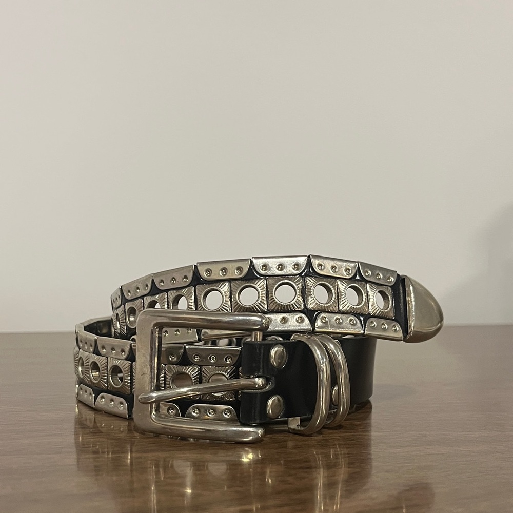 Silver and Black Studded Belt